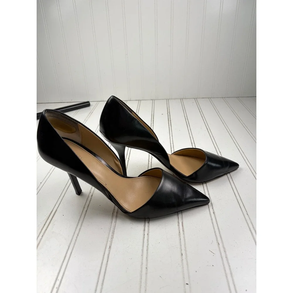 Michael Kors Black Leather Pointed Toe DOrsay Stiletto Pumps Women's Size 10M